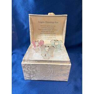 Angel Blessing Box Three Glass Blown Angels Keepsake Box